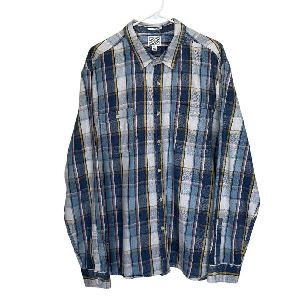 Lucky Brand | Blue Yellow Plaid California Fit Button Long Sleeve Shirt Shacket
